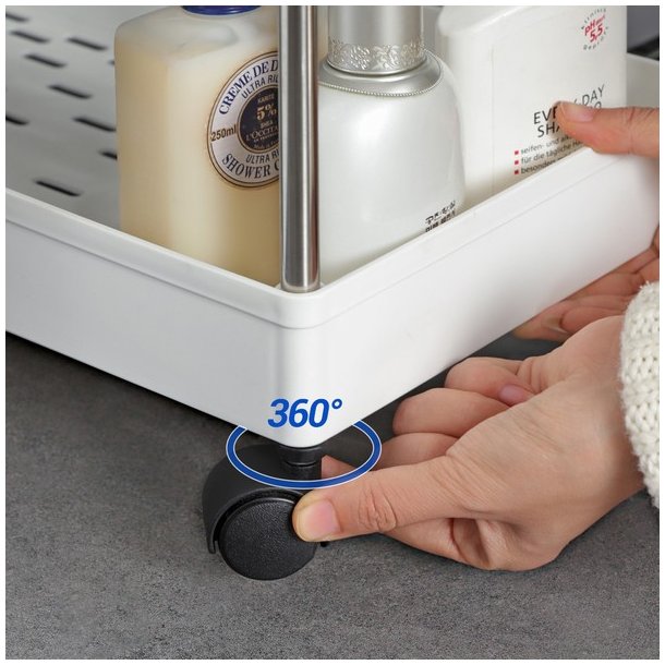 Rullevogn - hvid opbevaringsvogn med 4 hylder 40 x 22 x 86