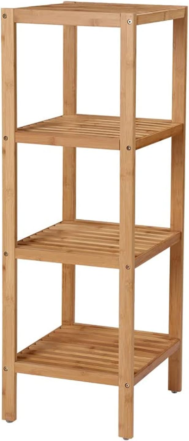 Badeværelsesreol med 4 hylder - bambus reol - 98 x 33 x 33
