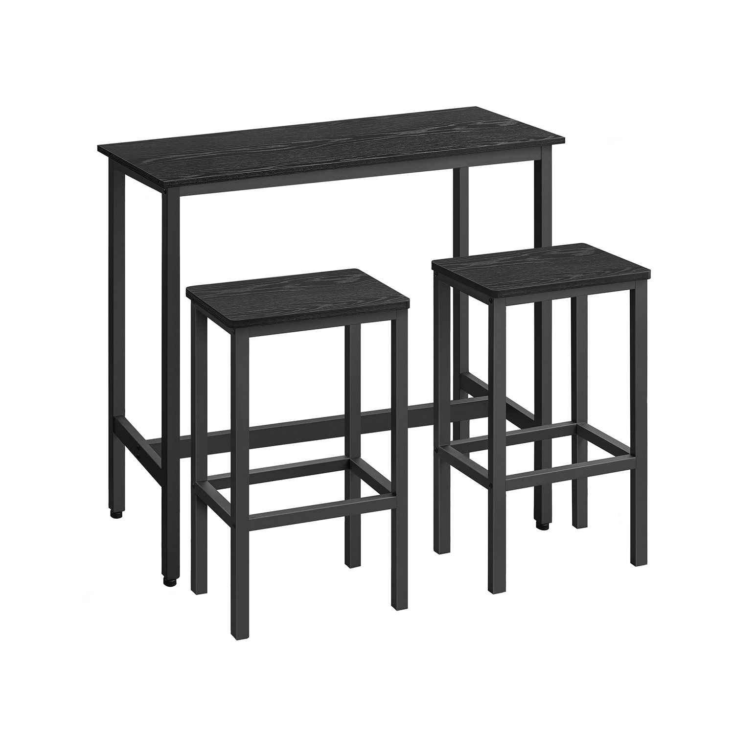 Barbord med 2 skamler - højbord med 2 barstole - sort