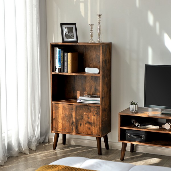 Reol - bogreol i industrielt design - rustik brun 120 x 30 x 60