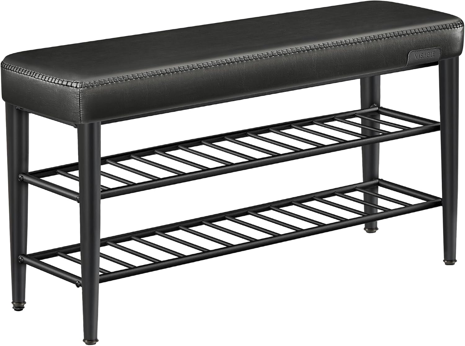 Skobænk - siddebænk med skohylder - sort 30 x 100 x 50