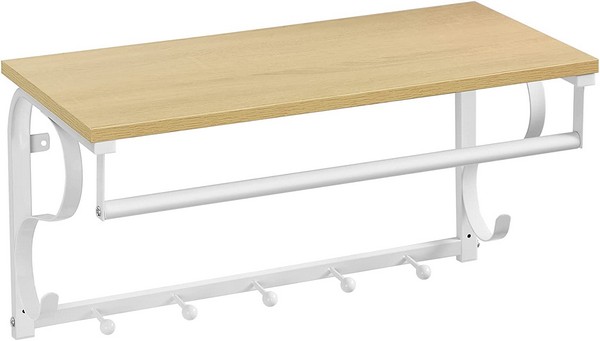 Knagerække med hattehylde og bøjlestang 60x30 cm - brun og hvid