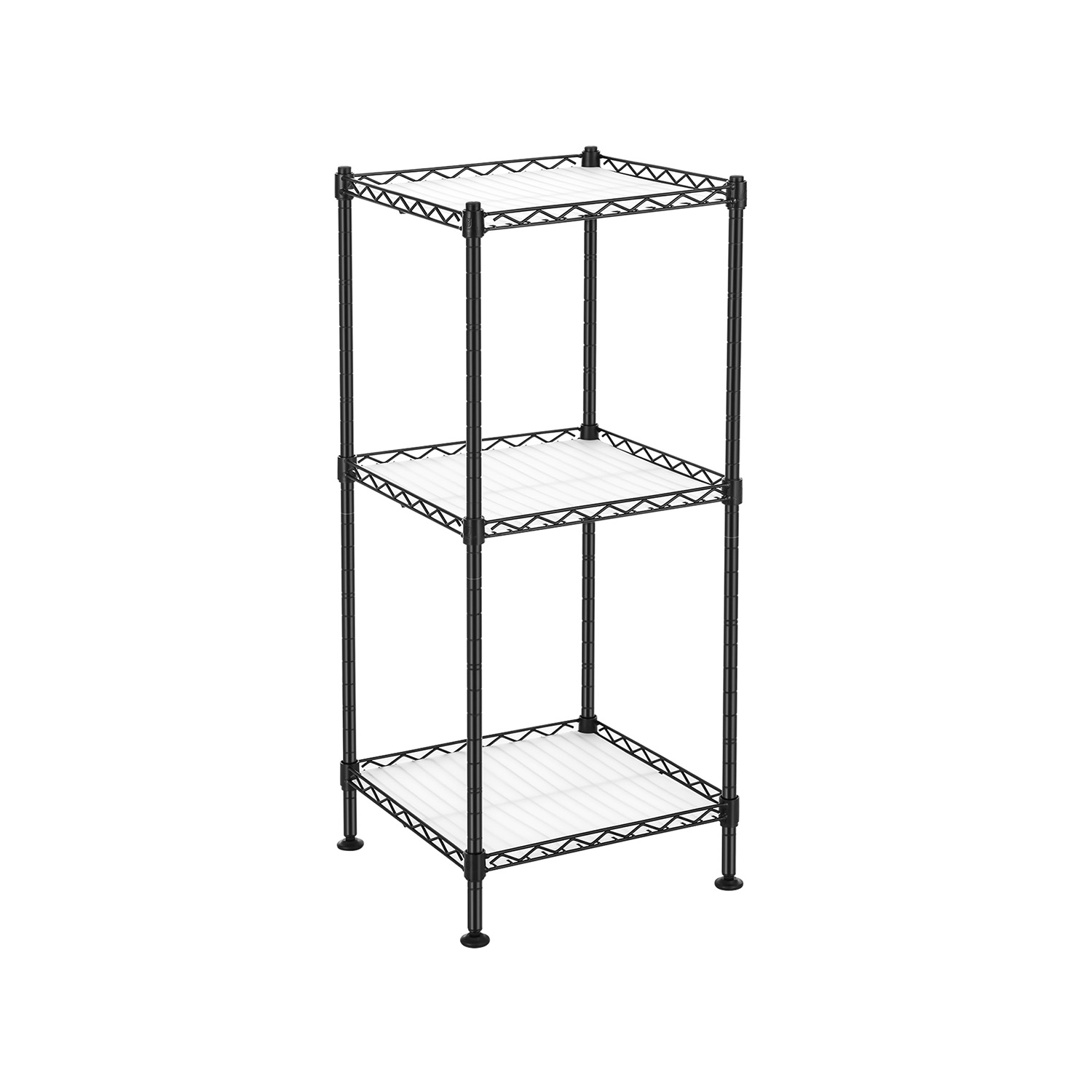 Badeværelsesreol i sort stel med 3 hylder - 30x30x73 cm