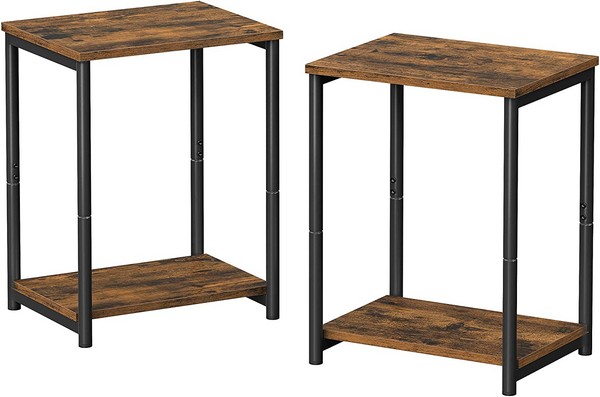 Sidebord - 2 sengeborde i industrielt design - rustik brun