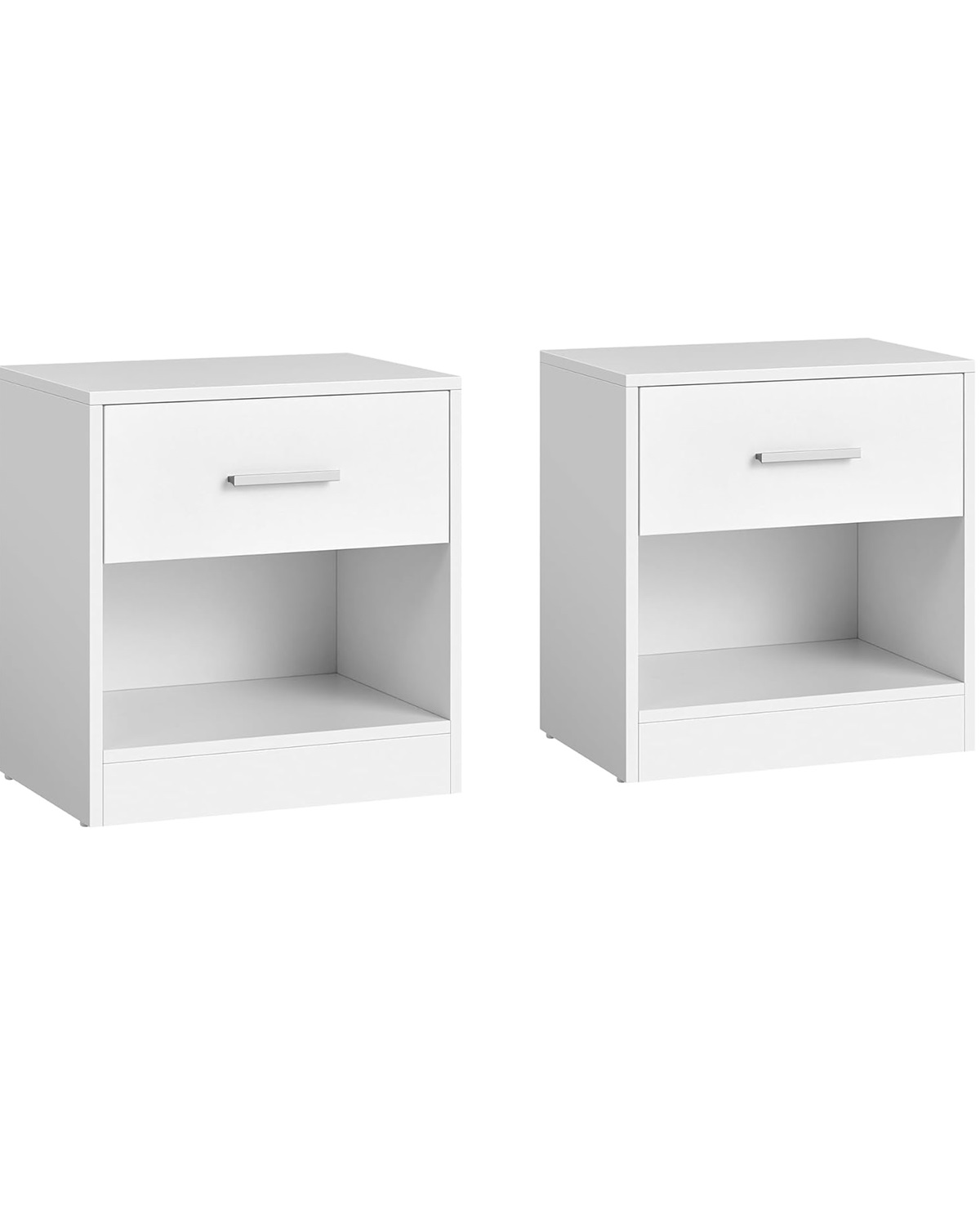 Sengeborde - sæt med 2 sideborde - hvid - 28x39x41