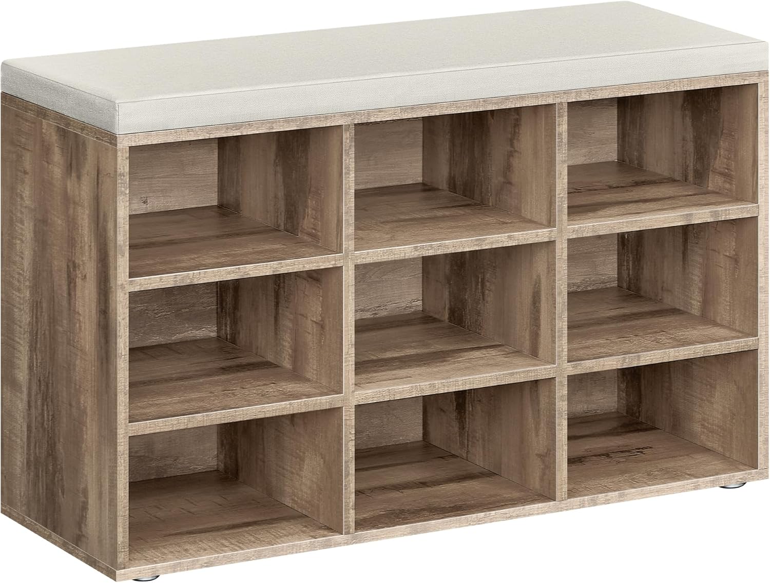 Skobænk - siddebænk med skohylder - entrebænk med skorum - brun