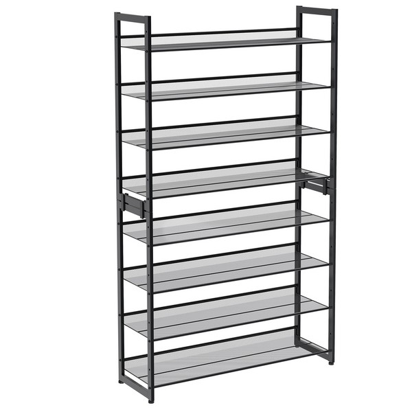 Skoreol med 8 hylder - sæt med 2 x 4 skohylder - sort metal