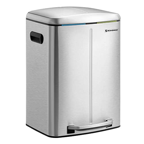 Skraldespand - pedalspand med soft close låg - 2x20L sølv